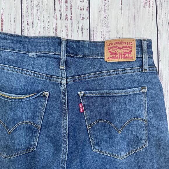 Levi’s 721 High Rise Skinny Jeans Women’s 28 Raw Hem Stretch Medium Wash - Picture 6 of 9
